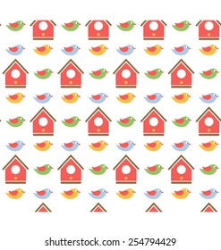 Spring birds seamless pattern