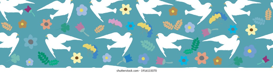 
Pájaros primaverales sin fisuras, gráficos vectarios.