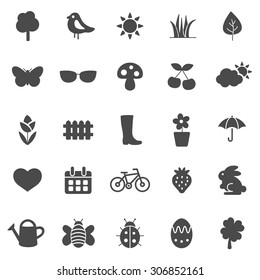 Spring Black Icons Set.Vector