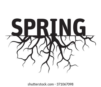 SPRING Black Vector Illustration