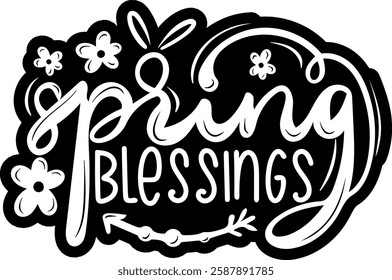 spring blessings black easter graphic design vector file