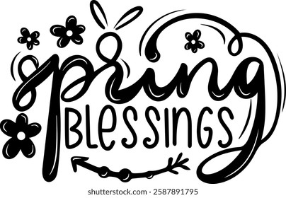 spring blessings black easter graphic design vector file