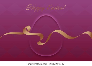 Spring Blessings. Festive Easter background, golden ribbon, faith, resurrection, sacred holiday, prayer, seasonal renewal, divine grace, religious joy, church gathering.