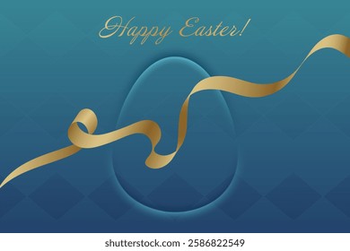 Spring Blessings. A luxurious Easter design with a golden ribbon and hidden egg shape, representing the beauty of faith and the spirit of the holiday.