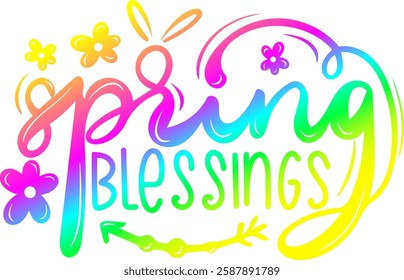 spring blessings rainbow colorful bright vibrant easter graphic design vector file