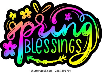 spring blessings rainbow colorful bright vibrant easter graphic design vector file