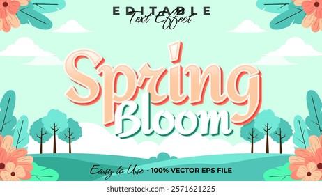 spring bloom editable text style effect, floral 3D text style theme.