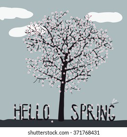 spring blooming greeting card
