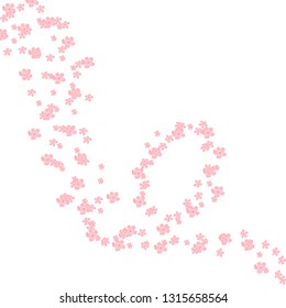 Spring Blooming Tree Branches. Nature illustration with blossom branch of pink sakura flowers. Vector template on vibrant gradient background. Spring flowers