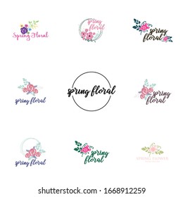 Spring Blooms Floral Logo Design Vector