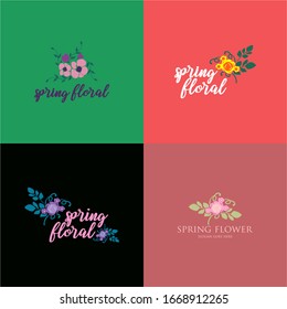 Spring Blooms Floral Logo Design Vector