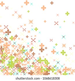 Spring Blossom Confetti Vector illustration. Scatter of floral elements. Decorative summer flowers background. Celebration decoration, paper packaging, textile design
