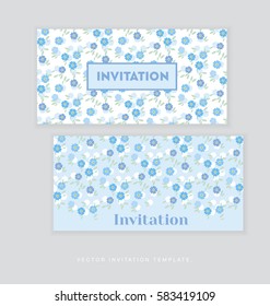 spring blossom invitation card template. simple elegant floral vector illustration for header. cover, wedding prints