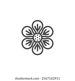 Spring Blossom line icon. linear style sign for mobile concept and web design. Blooming flower with petals outline vector icon. Symbol, logo illustration. Vector graphics