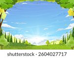 Spring Blossom Nature With Flower Tree And Sakura, Vector Landscape For Eco Concept, Pink Floral Background With Blooming Garden, Seasonal Park Illustration, Botanical Banner And Natural Beauty Design