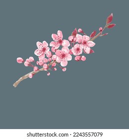 La primavera florece sobre fondo gris, para tapices, postales, tarjetas de felicitación, invitaciones de boda, eventos románticos.