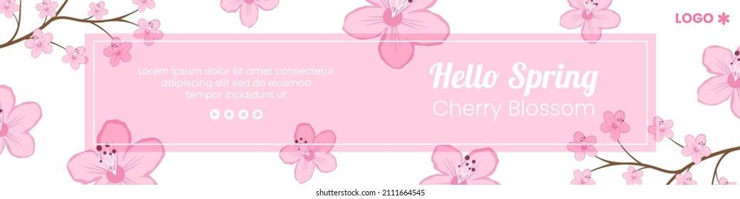 Spring with Blossom Sakura Flowers Banner Template Flat Illustration Editable of Square Background for Social Media or Greeting Card