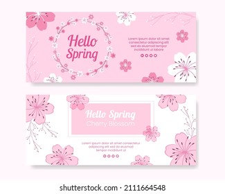 Spring with Blossom Sakura Flowers Banner Template Flat Illustration Editable of Square Background for Social Media or Greeting Card