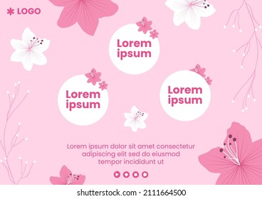Spring with Blossom Sakura Flowers Brochure Template Flat Illustration Editable of Square Background for Social Media or Greeting Card