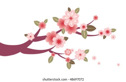 Cherry Blossom Cartoon Tree / Download this free vector about japanese