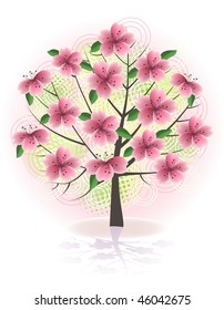 Spring blossom tree. Vector illustration.