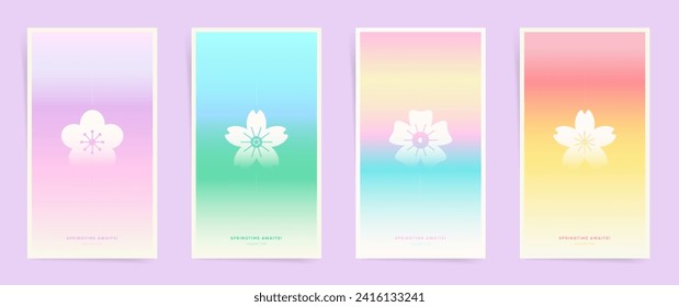 Spring Blossom Vertical Banner Collection - Hanami Gradient Designs for Seasonal Marketing Social Media Story Posts and Soft Modern Cover.