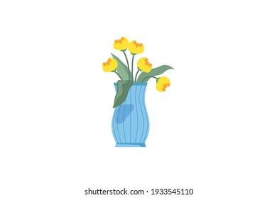 Spring Blue Flower Vase Vector Icon