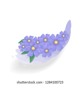 spring blue flowers on a white background with a watercolor effect, can be used as a design element