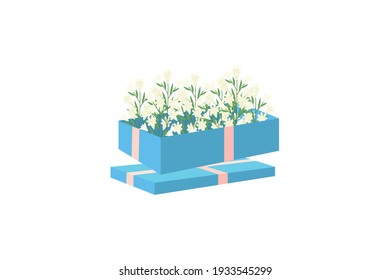 Icono de vector de flor blanca Spring Blue Gift