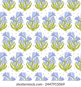 Frühlingsblaue Hyazinthen Blüten Vektorgrafik nahtlose Muster. Klassisches romantisches Blütendesign. Blumencottage Kerndruck für Stoff, Papier, Scrapbooks, Verpackung, Kartenherstellung