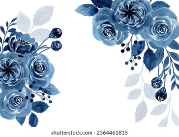 Spring blue rose flower with watercolor for wedding, birthday, card, background, invitation, wallpaper, sticker, decoration etc.