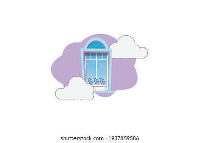 Spring Blue Window Cloud Icon