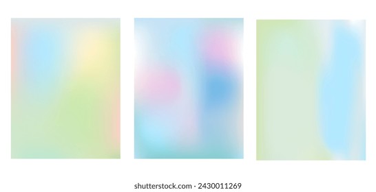 Spring blur backgrounds set . Holiday abstract banner template collection. Cards with decoration. Vector simple illustration.