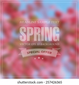 Spring blurred background with pink flowers. 