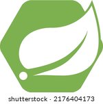 Spring boot leaf logo java micro services framework made with simple strokes and curves