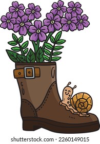 Spring Boot Planter Cartoon Colored Clipart 