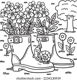 Spring Boot Planter Coloring Page for Kids