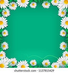 Spring border background with white blossom