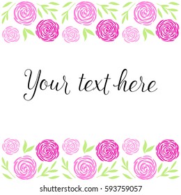 Spring border template with flowers, branches. Vector Scrapbook paper background.