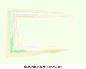 Plantilla de borde de muelle. Marco pintado de pincel de aceite texturado. Punto de rectángulo pulido Pastel para texto. Borde de grunge vectorial. Mareos rosas, verdes y azules.