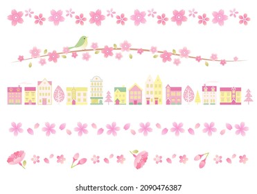 Spring border vector illustration set