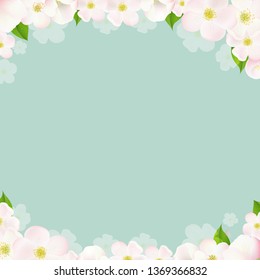 Spring Borders With Apple Flowers With Gradient Mesh, Vector Illustration