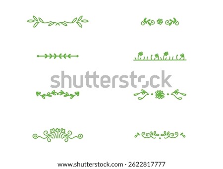 Spring Borders set. Floral dividers, doodle isolated decorative elements. Wedding cards, posters and banners design. Flowers leaves and ornament. Calligraphic underline. Curve separator, vector set