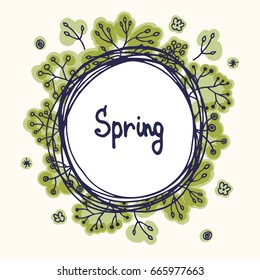 Spring botanical cards for party or wedding day with branches. Vector illustration.