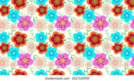 Ilustración botánica de С primavera contemporánea. Vector floral. Petunia. Chamomile. Diseño ornamental para el diseño interior, fondo, moda, tela, papel de pared, papel de regalo, textiles y diseño de papeleras.