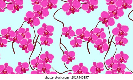Сontemporary Spring botanical Illustration. Floral vector. Orchid background. Ornamental design for interior design, Background, fashion, fabric, wallpaper, gift paper, textiles and patchwork design.