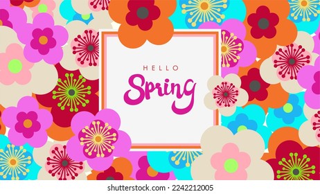 Сontemporary Spring botanical Illustration. Hello spring. Tropical flower. Ornamental design for interior design, Background, invitation, fabric, wallpaper, card, textiles, book cover.
