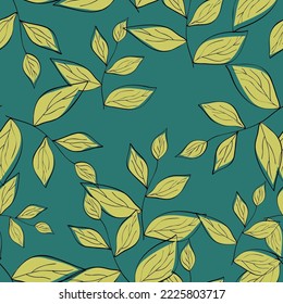 Spring botanical print. Vector retro floral seamless pattern. Seamless pattern abstract leaf. 