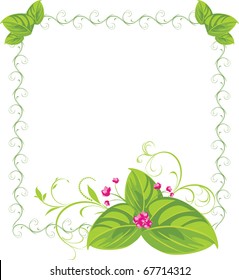 Spring bouquet in the decorative frame. Vector