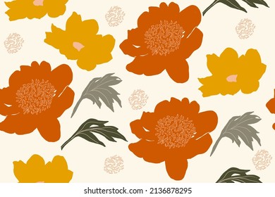 Spring bouquet. Elegant hand drawn blossom floral seamless pattern. Botanical print. Vector illustration 